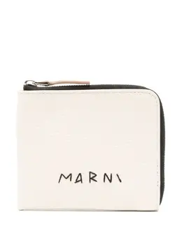 Marni logo-embroidered leather wallet 23885974