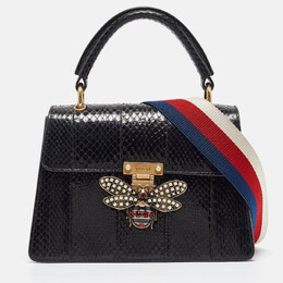 Gucci Black Water Snake Small Queen Margaret Top Handle Bag 999829