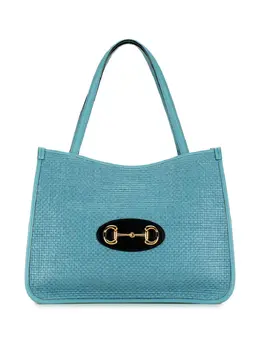 Gucci 2000-2015 Medium Raffia Horsebit 1955 tote bag 24275382