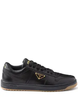 Prada enamel-triangle leather sneakers 23858044