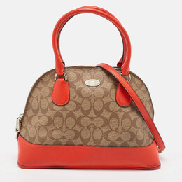 Coach Orange/Signature Coated Canvas and Leather Cora Dome Satchel 1001324