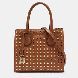 Michael Kors Brown Leather Mini Studded Mercer Tote 1003438