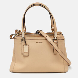 Coach Beige Leather Mini Christie Carryall Double Zip Tote 1002970
