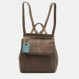 Etro Brown Paisley Print Coated Canvas Backpack 1004143