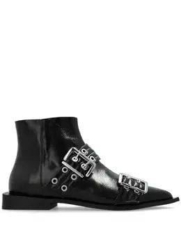 Ganni eyelet-detailing biker boots 24304464