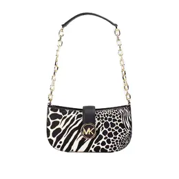 Michael Kors Carmen Small Black Haircalf Pouchette Shoulder Crossbody Bag 72737