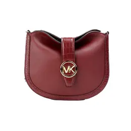 Michael Kors Gabby Small Dark Cherry Leather Foldover Hobo Crossbody Bag 79750