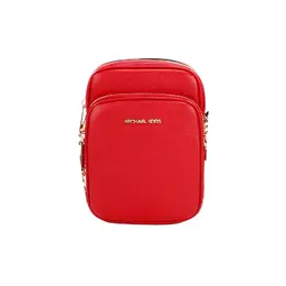Michael Kors Jet Set Bright Red Pebbled Leather North South Chain Crossbody Bag 73895