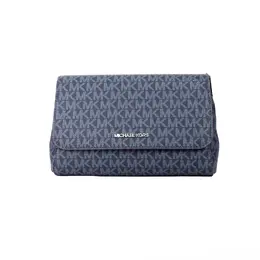 Michael Kors Jet Set Medium Navy Blue PVC Convertible Pouchette Crossbody Bag 88039