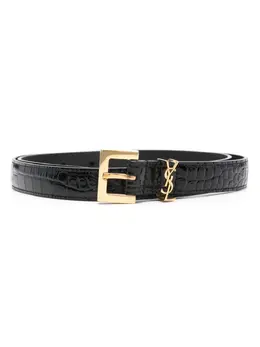 Saint Laurent Cassandre crocodile-embossed belt 13510470