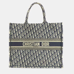 Christian Dior Navy Blue Oblqiue Canvas Large Book Tote Tote Bag 1005893