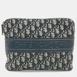 Christian Dior Green Oblique Canvas Pouch Bag 1007707