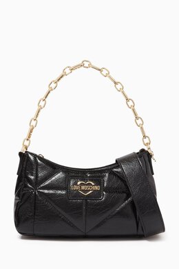Love Moschino Geometric Quilted Shoulder Bag in Faux Leather 217423430_2709