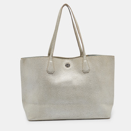 Tory Burch Metallic Grey Leather Perry Tote 1012107