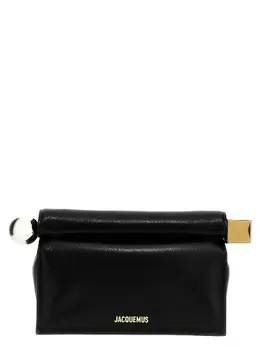 Jacquemus-La Pochette Rond Carré Clutch Nero-Donna 52468449116500