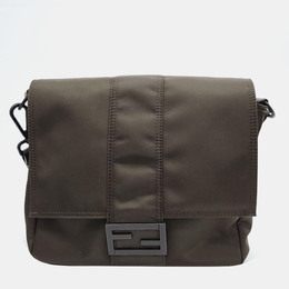 Fendi Brown Canvas Baguette Medium Messenger Bag 1014085