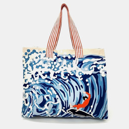 Hermes Blue Canvas Wave Tote Bag 1014083