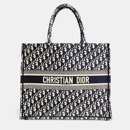 Christian Dior Navy Blue Canvas Oblique Book Tote 42 Bag 1014276