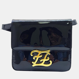 Fendi Black Patent Leather Karligraphy Small Crossbody Bag 1013787