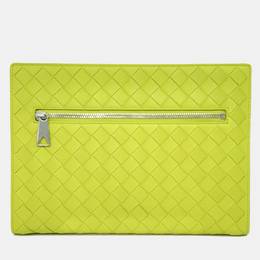 Bottega Veneta Green Intrecciato Leather Clutch 1013922