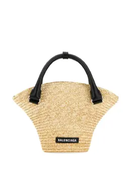 Balenciaga mini braided-raffia tote bag 20115034