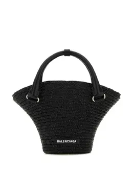 Balenciaga braided-raffia mini tote bag 20114081