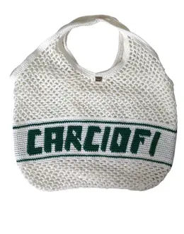 Dolce & Gabbana White Green Knitted Cotton Logo Shopping Tote Bag bag1448