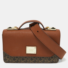DKNY Brown Signature Coated Canvas and Leather Top Handle Bag 1017447