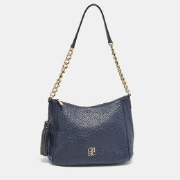 Carolina Herrera Navy Blue Leather Maria Tassel Hobo 1016922