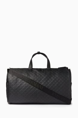Emporio Armani Monogram Embossed Duffle Bag in Leather 217324105_2709