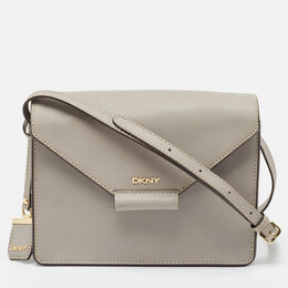 DKNY Grey Leather Bryant Park Edge Flap Crossbody Bag 1017972