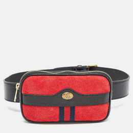 Gucci Red/Black Suede and Patent Leather Ophidia Belt Bag 975883