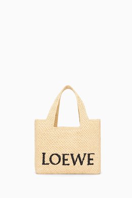 Small Loewe Font Tote Bag in Raffia 216499874_179