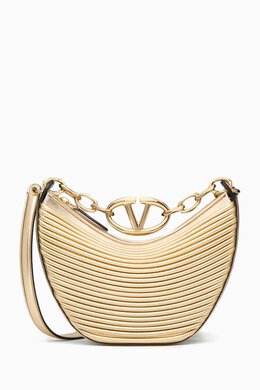 Valentino Garavani Mini VLogo Moon Hobo Bag in Metallic Nappa Leather 217284264_17