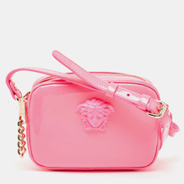 Versace Neon Pink Patent Leather Palazzo Camera Crossbody Bag 922015