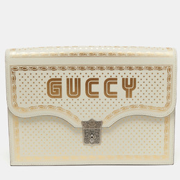 Gucci Off White Leather Guccy Portfolio Clutch 757687