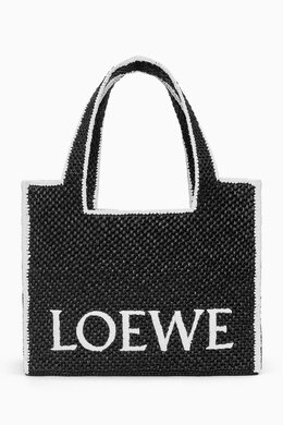 Large Loewe Font Tote Bag in Raffia 217234828_13