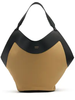 Khaite Medium Lotus Canvas & Leather Tote Bag 80ij6l002-nje40