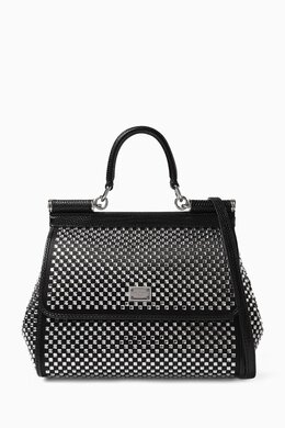Dolce & Gabbana Medium Sicily Rhinestone Top-handle Bag in Satin 217598436_245