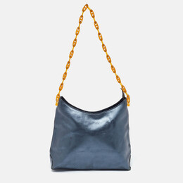Gianfranco Ferre Metallic Blue Leather Chain Hobo 1022368