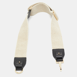 Max Mara Beige/Black Canvas and Leather Shoulder Bag Strap 1024121