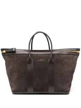 Tom Ford logo-print suede tote bag 23886251