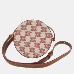 Celine Beige/Brown Canvas Triomphe Round Shoulder Bag 1024622