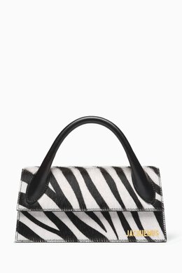 Jacquemus Le Chiquito Long Bag in Zebra-print Calfskin 217427091_195