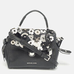 Michael Kors Black Leather Bristol Embellished Top Handle Bag 1027603