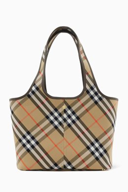 Burberry Small Check Tote Bag in Cotton Twill 217514479_7762