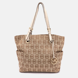 Michael Kors Beige/Brown Signature Canvas Jet Set Tote 1027801