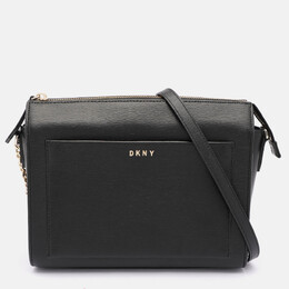 DKNY Black Leather Top Zip Crossbody Bag 1027550