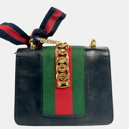 Gucci Navy Leather Sylvie Flap Chain Bag 1033115