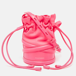 Alexander McQueen Neon Pink Leather The Soft Curve Bucket Bag 1004428